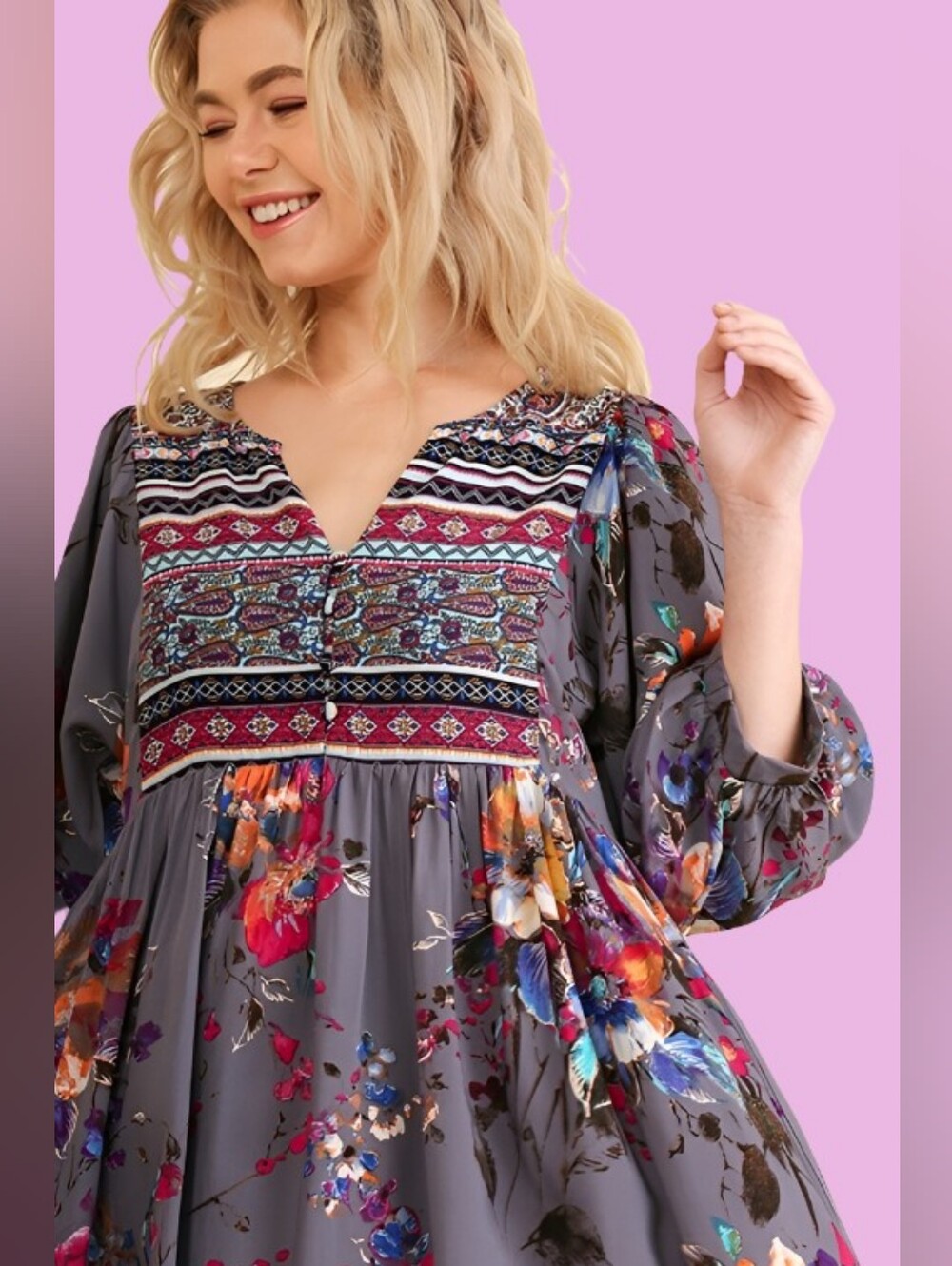 Umgee Boho Bloom Babydoll Dress – Garden Romance Edition